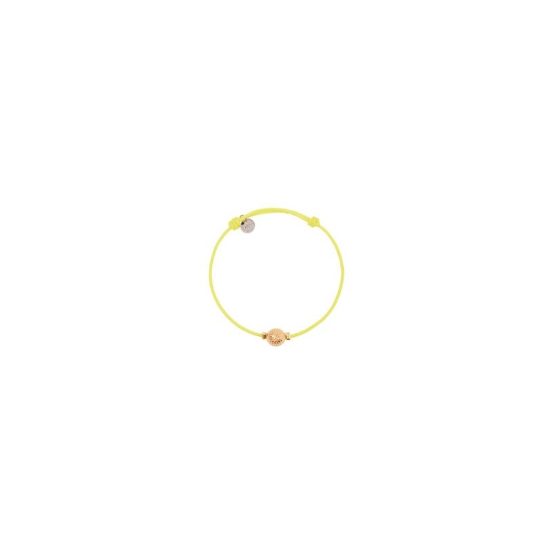 Bracelet cordon jaune – Perle en argent finition Or