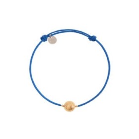 Bracelet cordon bleu – Perle en argent finition or