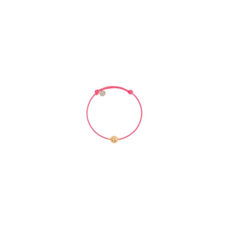 Bracelet cordon rose – Perle en argent finition or