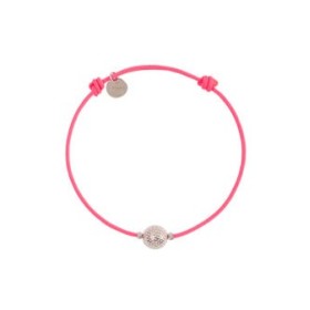Bracelet cordon rose – Perle en argent finition Palladium