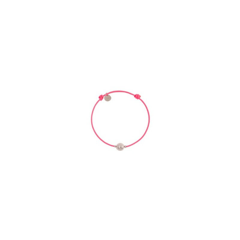 Bracelet cordon rose – Perle en argent finition Palladium