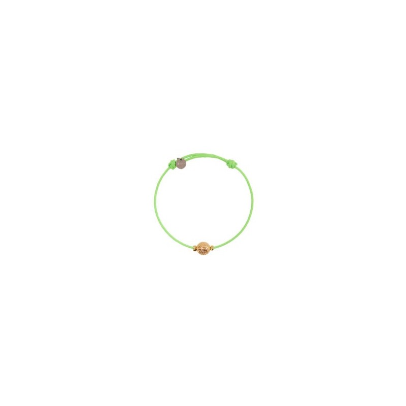Bracelet vert fluo – Perle en argent finition or