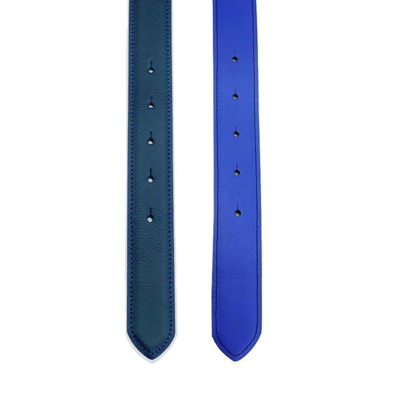 Lanières de cuir réversible bleu marine/bleu électrique