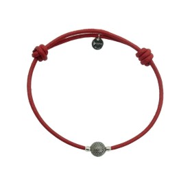 Bracelet cordon rouge – Perle en argent 925 millièmes finition ruthénium
