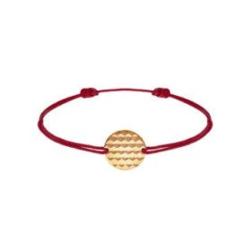 Bracelet cordon rouge médaille argent pour femme