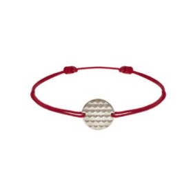 Bracelet cordon rouge médaille argent finition Palladium pour femme