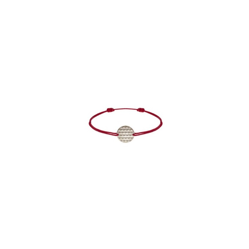 Bracelet cordon rouge médaille argent finition Palladium pour femme