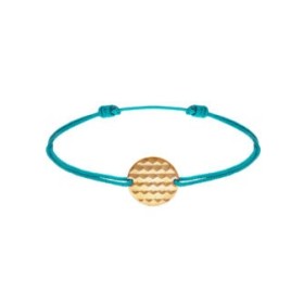 Bracelet cordon turquoise médaille argent finition or pour femme