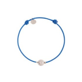 Bracelet cordon bleu – Perle en argent finition palladium