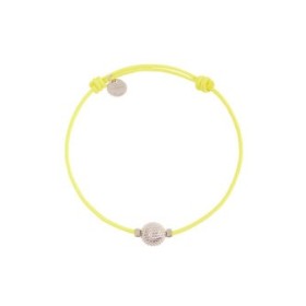 Bracelet cordon jaune – Perle en argent finition palladium