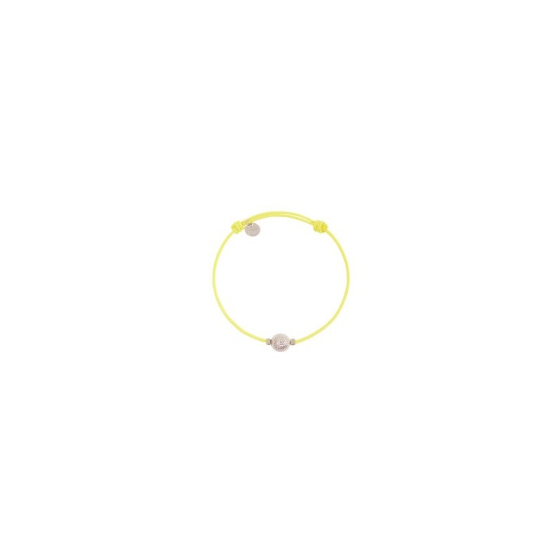 Bracelet cordon jaune – Perle en argent finition palladium