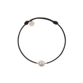 Bracelet cordon noir – Perle en argent finition palladium