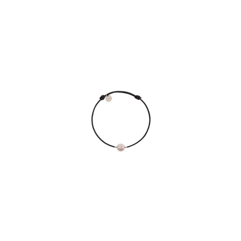 Bracelet cordon noir – Perle en argent finition palladium